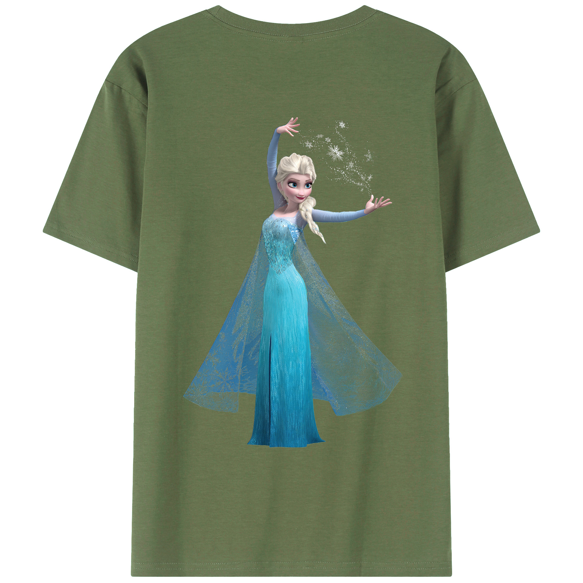 （画像用） アナと雪の女王 アンナ エルサ Frozen Anna Elsa 綿100％ メンズ半袖Tシャツ（バックプリント） 通気性